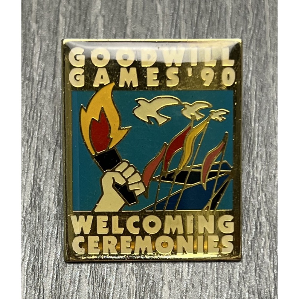 Goodwill Games '90 Welcoming Ceremonies Enamel Pin Vintage Sports Memorabilia